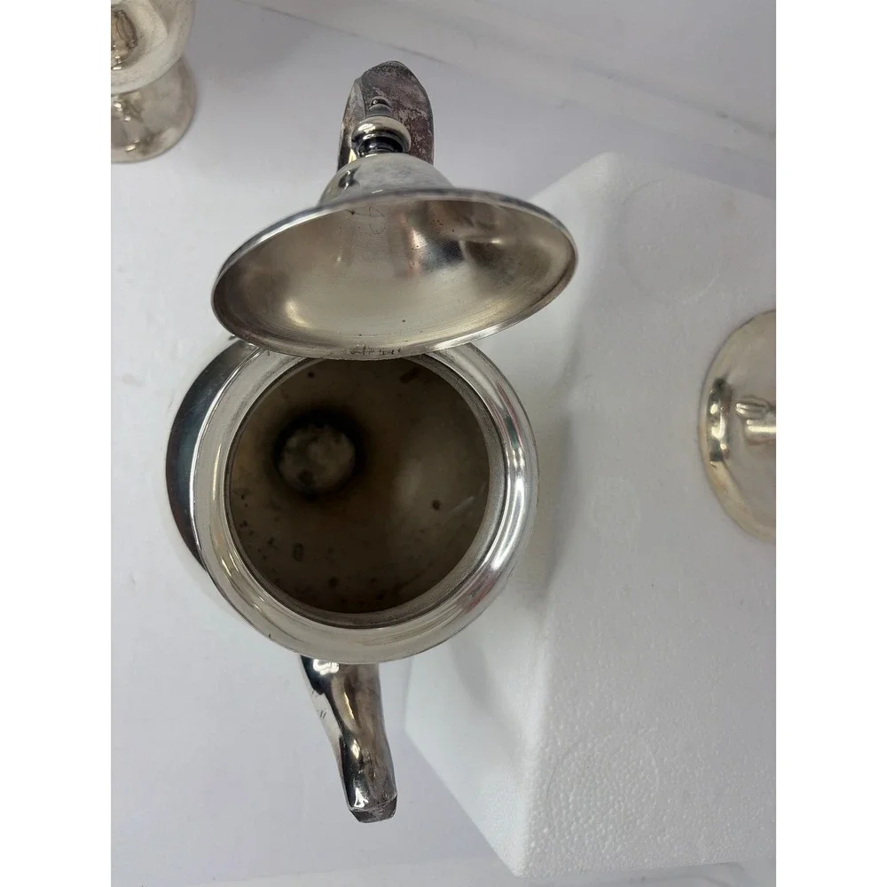 Sheridan‎ Silver on Copper Tea Coffee Set 3 Piece Vintage Silverplate Service